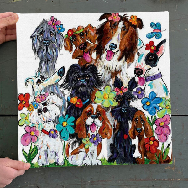 Dog Square Canvas – Garden Of Sunny Delight – Canvas Print – Dog Wall Art Canvas – Dog Canvas Art – Dog Poster Printing – Furlidays