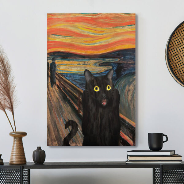 The Scream Black Cat – Black Cat Pictures – Black Cat Canvas Poster – Black Cat Wall Art – Gifts For Cat Lovers – Furlidays