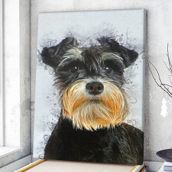 Dog Portrait Canvas – Miniature Schnauzer Canvas Print – Dog Canvas Print – Dog Wall Art Canvas – Dog Canvas Art – Dog Poster Printing – Furlidays
