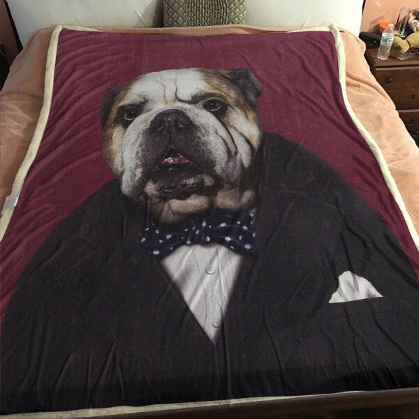 Dog Blankets – Dog Blanket For Sofa – Blanket With Dog Face – Blanket With Dog On It  – Dogs In Blanket – English Bull Dog – Furlidays