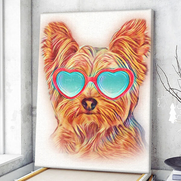 Dog Portrait Canvas – Yorkshire Terrier Colorful Yorkie Neon Dog Sunglasses Canvas Print – Dog Canvas Art – Dog Poster Printing – Furlidays