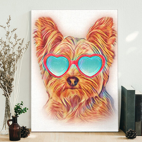 Dog Portrait Canvas – Yorkshire Terrier Colorful Yorkie Neon Dog Sunglasses Canvas Print – Dog Canvas Art – Dog Poster Printing – Furlidays