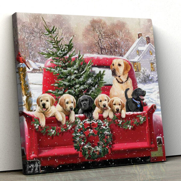 Dog Square Canvas – Labrador Truck – Canvas Print – Dog Canvas Art – Canvas With Dogs On It – Dog Wall Art Canvas – Furlidays