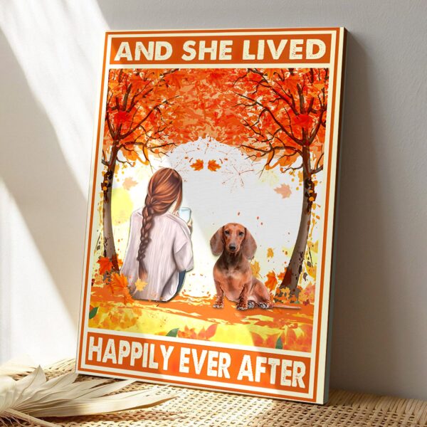Dachshund – And She Lived Happily Ever After – Dog Pictures – Dog Canvas Poster – Dog Wall Art – Gifts For Dog Lovers – Furlidays