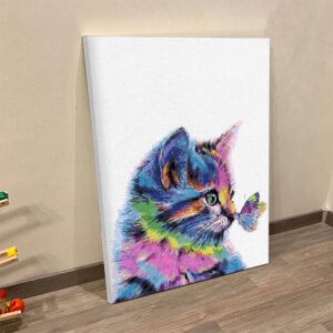 Portrait Canvas – Cat With Butterfly…