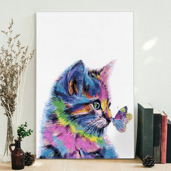 Portrait Canvas – Cat With Butterfly Canvas Wall Art – Home Decoration Painting Canvas – Canvas Print – Canvas With Cat On It – Furlidays