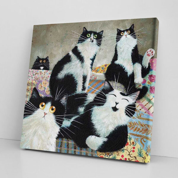 Cat Square Canvas – Patchwork Cats – Canvas Print – Canvas With Cats On It – Cat Wall Art Canvas – Furlidays