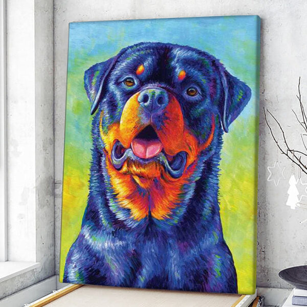 Dog Portrait Canvas – Gentle Guardian – Colorful Rottweiler – Canvas Print – Dog Poster Printing – Dog Wall Art Canvas – Furlidays