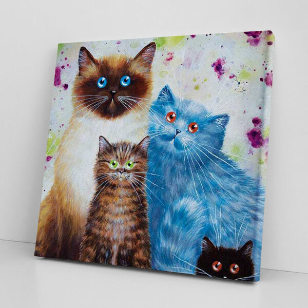 Cat Square Canvas – Harry William Coco And Penny – Canvas Print – Cats Painting Posters – Cats Canvas Print – Furlidays