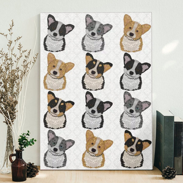 Dog Portrait Canvas – Welsh Corgi Pattern – Canvas Print – Dog Poster Printing – Canvas With Dogs On It – Furlidays