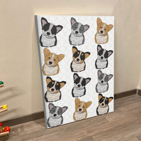 Dog Portrait Canvas – Welsh Corgi Pattern – Canvas Print – Dog Poster Printing – Canvas With Dogs On It – Furlidays