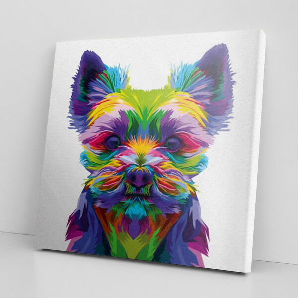 Dog Square Canvas – Yorkshire Colourful Pattern Dog Canvas Pictures – Dog Poster Printing – Canvas Prints – Furlidays