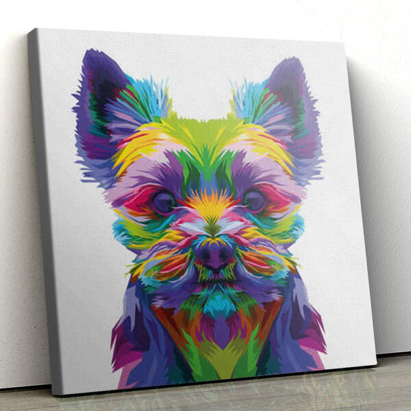 Dog Square Canvas – Yorkshire Colourful Pattern Dog Canvas Pictures – Dog Poster Printing – Canvas Prints – Furlidays