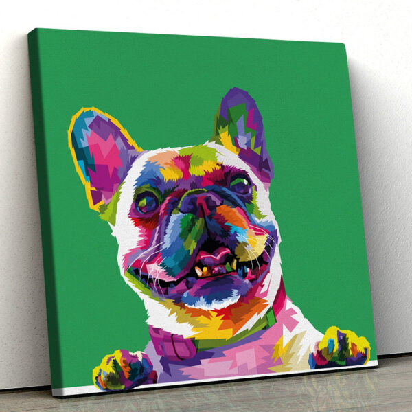 Dog Square Canvas – French Bulldog – Rainbow Dog – Canvas Pictures – Dog Painting Posters – Dog Wall Art Canvas – Furlidays