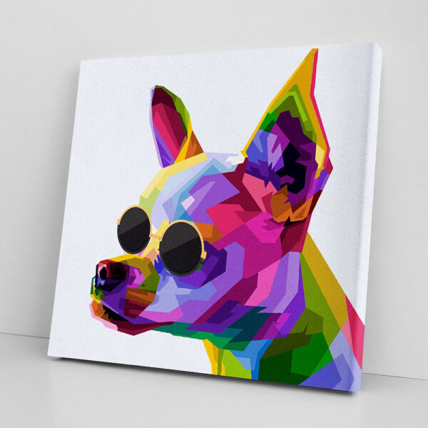 Dog Square Canvas – Multicolor Chiuaua With Glasses – Dog Canvas Pictures – Dog Wall Art Canvas – Canvas Prints – Dog Poster Printing – Furlidays