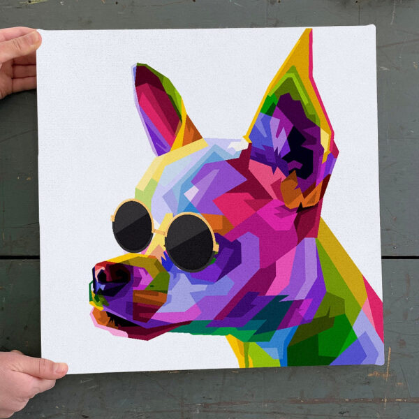Dog Square Canvas – Multicolor Chiuaua With Glasses – Dog Canvas Pictures – Dog Wall Art Canvas – Canvas Prints – Dog Poster Printing – Furlidays