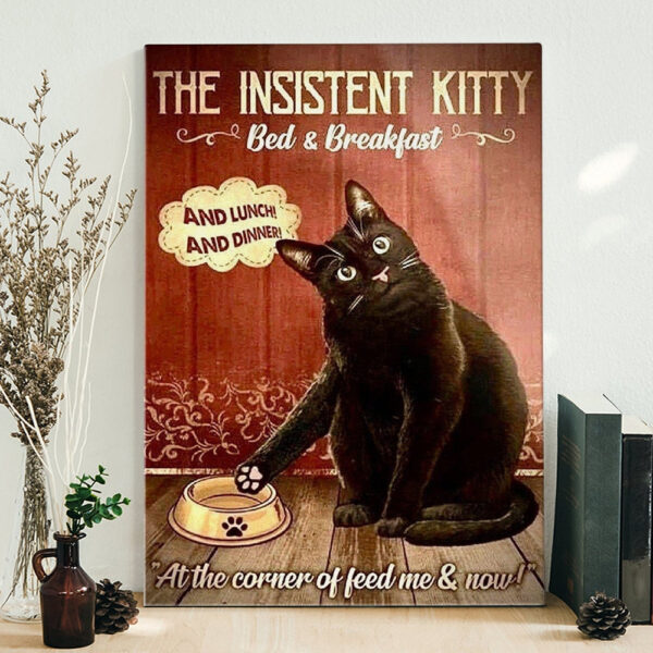 Portrait Canvas – Cat Owner Painting Canvas – Humorous Black Cat Canvas Wall Art – Funny Black Cat Vintage Poster – Cat Canvas – Furlidays