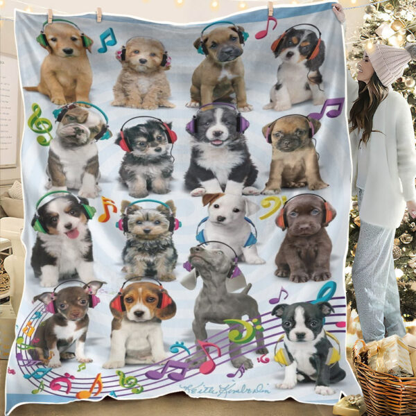 Cute Dog Blanket – Dog Blankets For Couch – Dog Throw Blanket – Dog Blanket – Dog Fleece Blanket – Blanket With Dogs – Dog Puppy Headphones – Furlidays