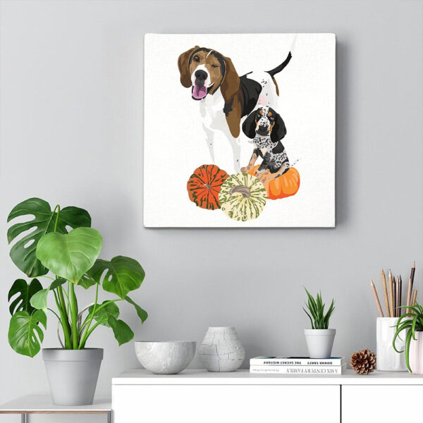 Dog Square Canvas – Coonhound Fall – Canvas Print – Dog Canvas Print – Dog Wall Art Canvas – Furlidays