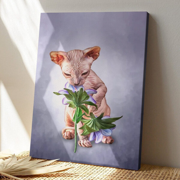 Cat Portrait Canvas – Drawing Sphynx Kitten – Canvas Print – Cat Poster Printing – Cat Wall Art Canvas – Furlidays