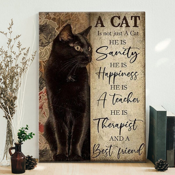 Portrait Canvas – A Cat Is Not Just A Cat – Black Cat Canvas Prints -Painting Canvas Wall Art – Cat Print Wall Decor – Canvas Wall Art – Furlidays