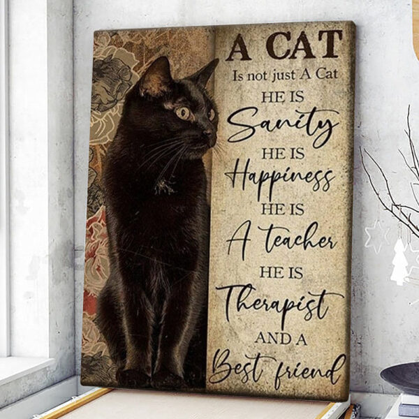 Portrait Canvas – A Cat Is Not Just A Cat – Black Cat Canvas Prints -Painting Canvas Wall Art – Cat Print Wall Decor – Canvas Wall Art – Furlidays