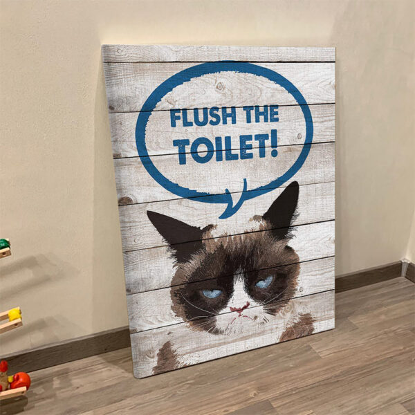 Portrait Canvas – Flush The Toilet Cat – Poster Canvas Wall Art – Canvas Prints – Cat Wall Art Canvas – Furlidays
