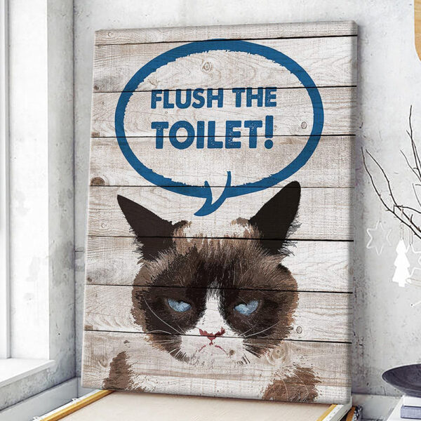 Portrait Canvas – Flush The Toilet Cat – Poster Canvas Wall Art – Canvas Prints – Cat Wall Art Canvas – Furlidays