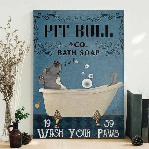 Portrait Canvas – Pit Bull Bath Soap – Print Poster – Dog Canvas Painting – Dog Wall Art Canvas – Furlidays