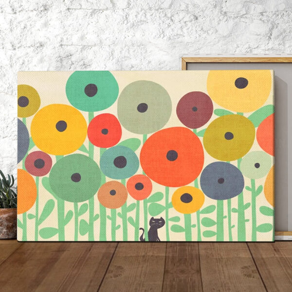 Cat Landscape Canvas – Cat In Flower Garden – Canvas Print – Cat Canvas – Cat Wall Art Canvas – Furlidays