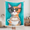 Cat In Blanket – A Latte Of Love – Cat Fleece Blanket – Cat Blanket For Sofa – Blanket With Cats On It – Furlidays