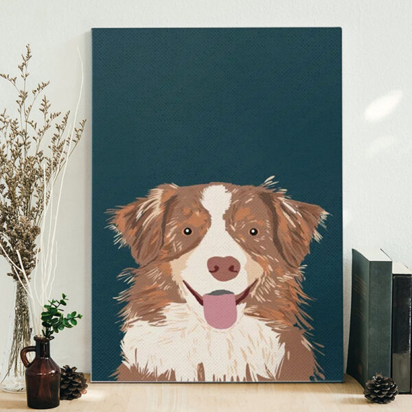 Dog Portrait Canvas – Australian Shepherd – Dog Wall Art Canvas – Canvas Print – Dog Canvas Art – Furlidays