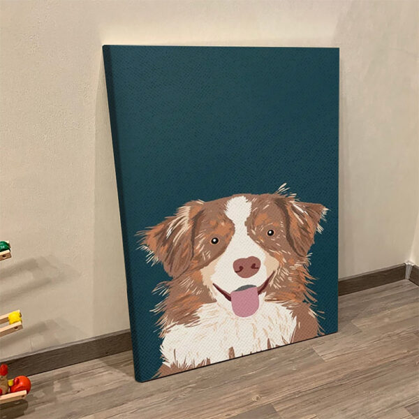 Dog Portrait Canvas – Australian Shepherd – Dog Wall Art Canvas – Canvas Print – Dog Canvas Art – Furlidays
