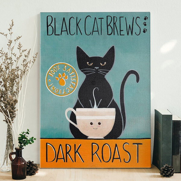 Portrait Canvas – Black Cat Brews – Canvas Prints – Dog Canvas Painting – Cat Wall Art Canvas – Furlidays