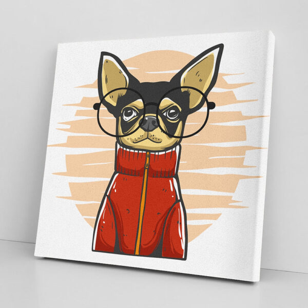 Dog Square Canvas – Chiahuahua With Glasses – Dog Canvas Pictures – Dog Painting Posters – Canvas Prints – Dog Wall Art Canvas – Furlidays