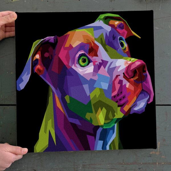 Dog Square Canvas – Multicolor Modern Pitbull Dog – Canvas Pictures – Dog Canvas Print – Dog Wall Art Canvas – Furlidays