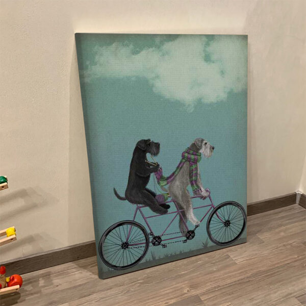 Portrait Canvas – Schnauzer On Bicycle – Canvas Print – Dog Canvas Print – Dog Wall Art Canvas – Furlidays