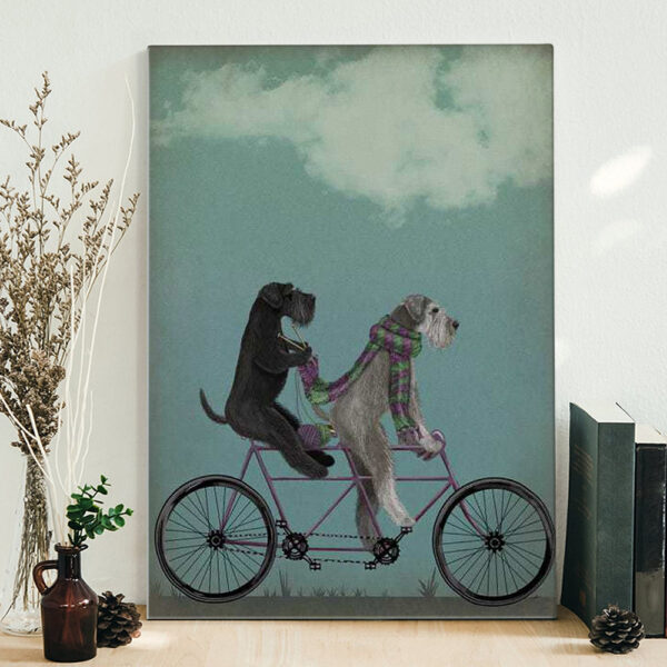 Portrait Canvas – Schnauzer On Bicycle – Canvas Print – Dog Canvas Print – Dog Wall Art Canvas – Furlidays