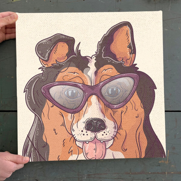 Dog Square Canvas – Dog In Glasses – Dog Canvas Pictures – Dog Poster Printing – Canvas With Dogs On It – Furlidays