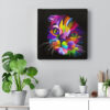 Cat Square Canvas – Painted Rainbow Cat – Cat Wall Art Canvas – Cats Canvas Print – Canvas With Cats On It – Furlidays