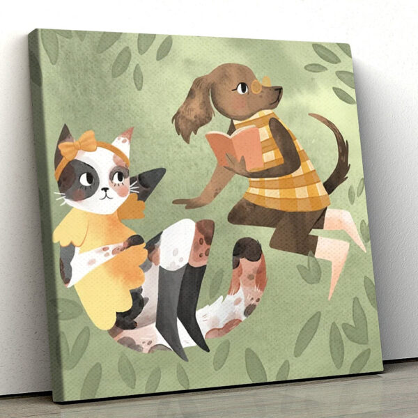 Dog Square Canvas – The Gingham Dog And Calico Cat – Canvas Print – Dog Canvas Print – Dog Wall Art Canvas – Furlidays