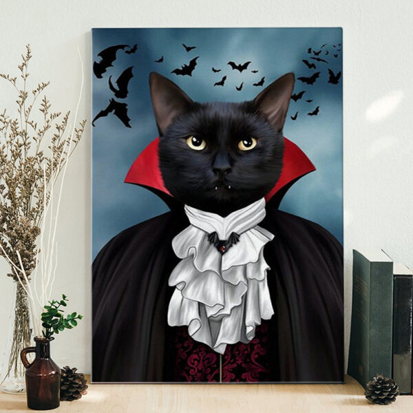 Portrait Canvas – Cat Vampire – Fancy Cat Portrait – Cat Canvas Print – Cat Wall Art Canvas – Furlidays