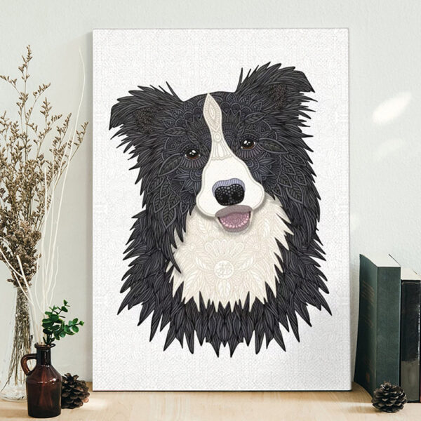 Dog Portrait Canvas – Happy Border Collie – Dog Wall Art Canvas – Dog Canvas Print – Dog Painting Posters – Furlidays