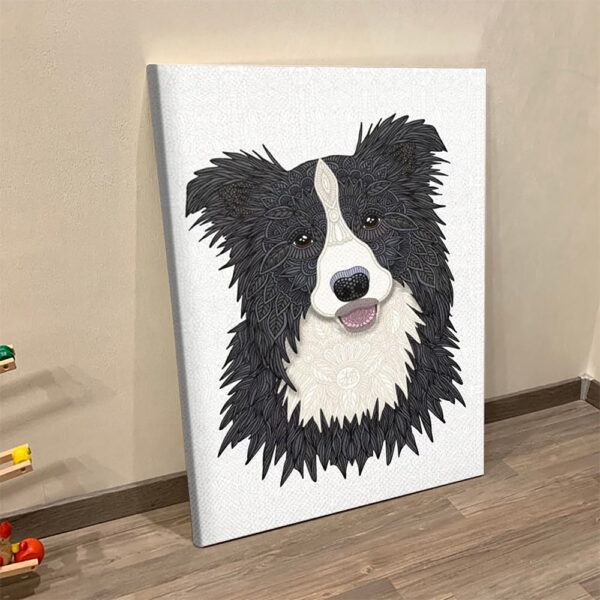 Dog Portrait Canvas – Happy Border Collie – Dog Wall Art Canvas – Dog Canvas Print – Dog Painting Posters – Furlidays
