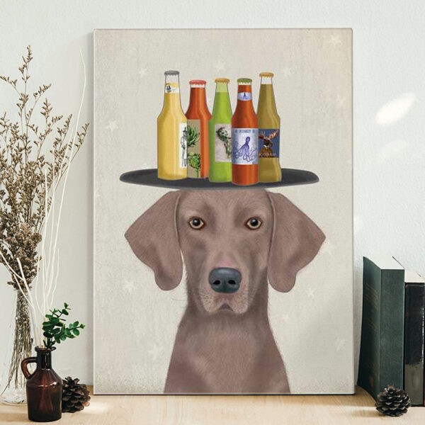 Portrait Canvas – Weimerarner Beer Lover – Canvas Print – Dog Canvas Prints – Dog Wall Art Canvas – Furlidays