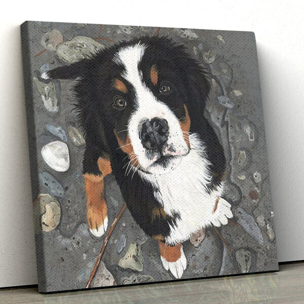 Dog Square Canvas – Beach Baby – Bernese Mountain – Canvas Print – Dog Poster Printing – Dog Wall Art Canvas – Furlidays