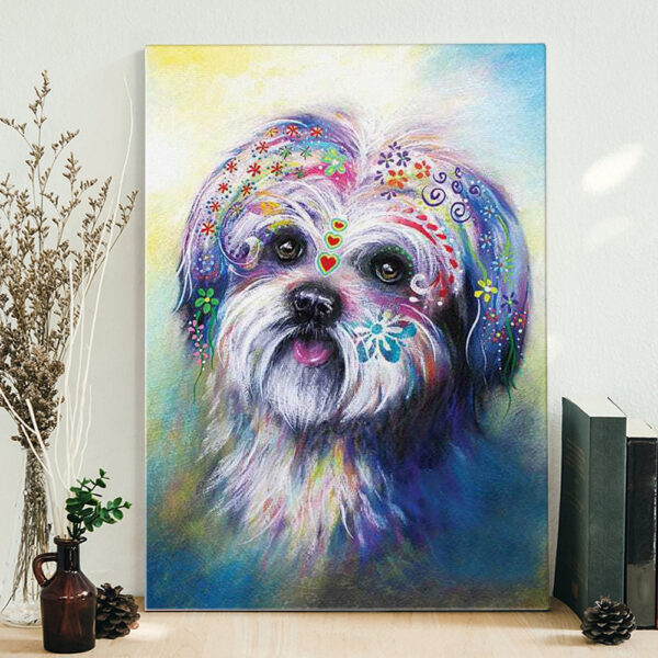 Portrait Canvas – Boho Shih Tzu – Canvas Print – Dog Wall Art Canvas – Dog Canvas Print – Furlidays