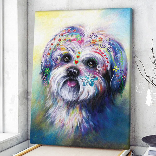Portrait Canvas – Boho Shih Tzu – Canvas Print – Dog Wall Art Canvas – Dog Canvas Print – Furlidays
