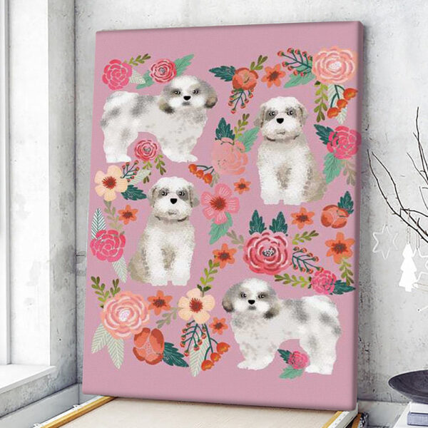 Portrait Canvas – Shih Tzu Floral Collage – Canvas Print – Dog Wall Art Canvas – Dog Poster Printing – Furlidays