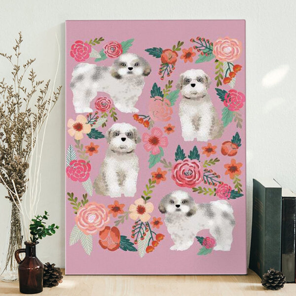 Portrait Canvas – Shih Tzu Floral Collage – Canvas Print – Dog Wall Art Canvas – Dog Poster Printing – Furlidays